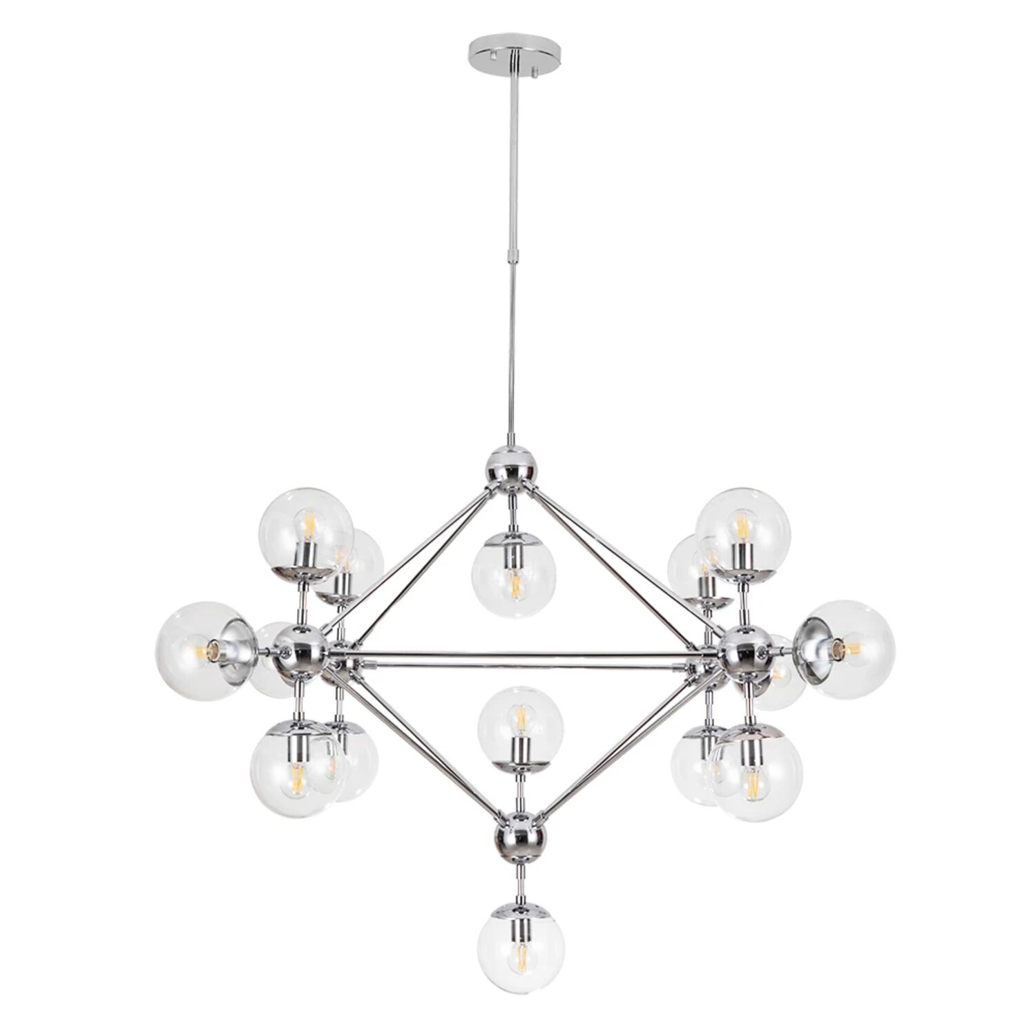 Подвесная люстра Arte Lamp Bolla A1664SP-15CC, арматура хром, плафон стекло прозрачное