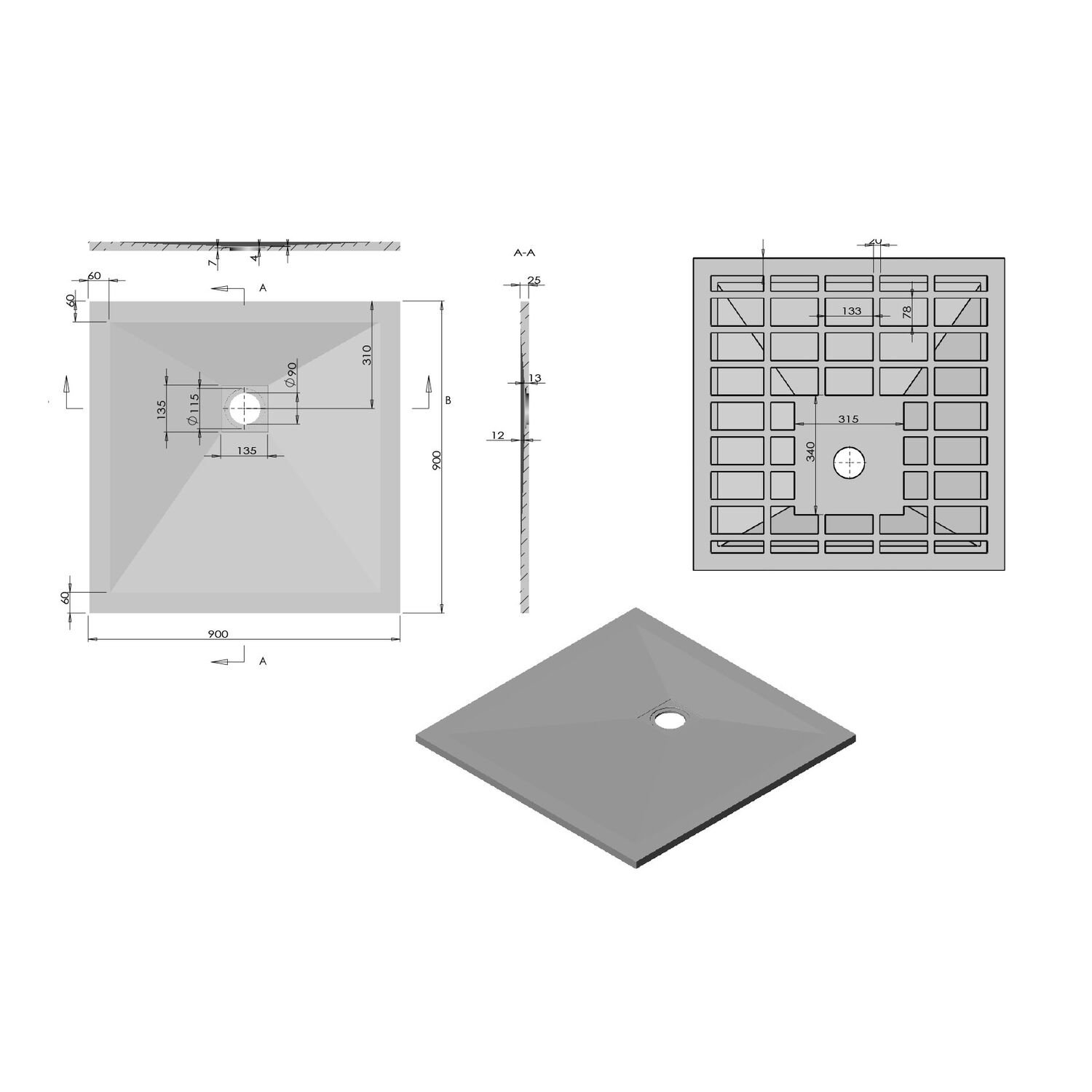 Поддон Vincea VST-4SR 90x90, искусственный камень, цвет бежевый - фото 1