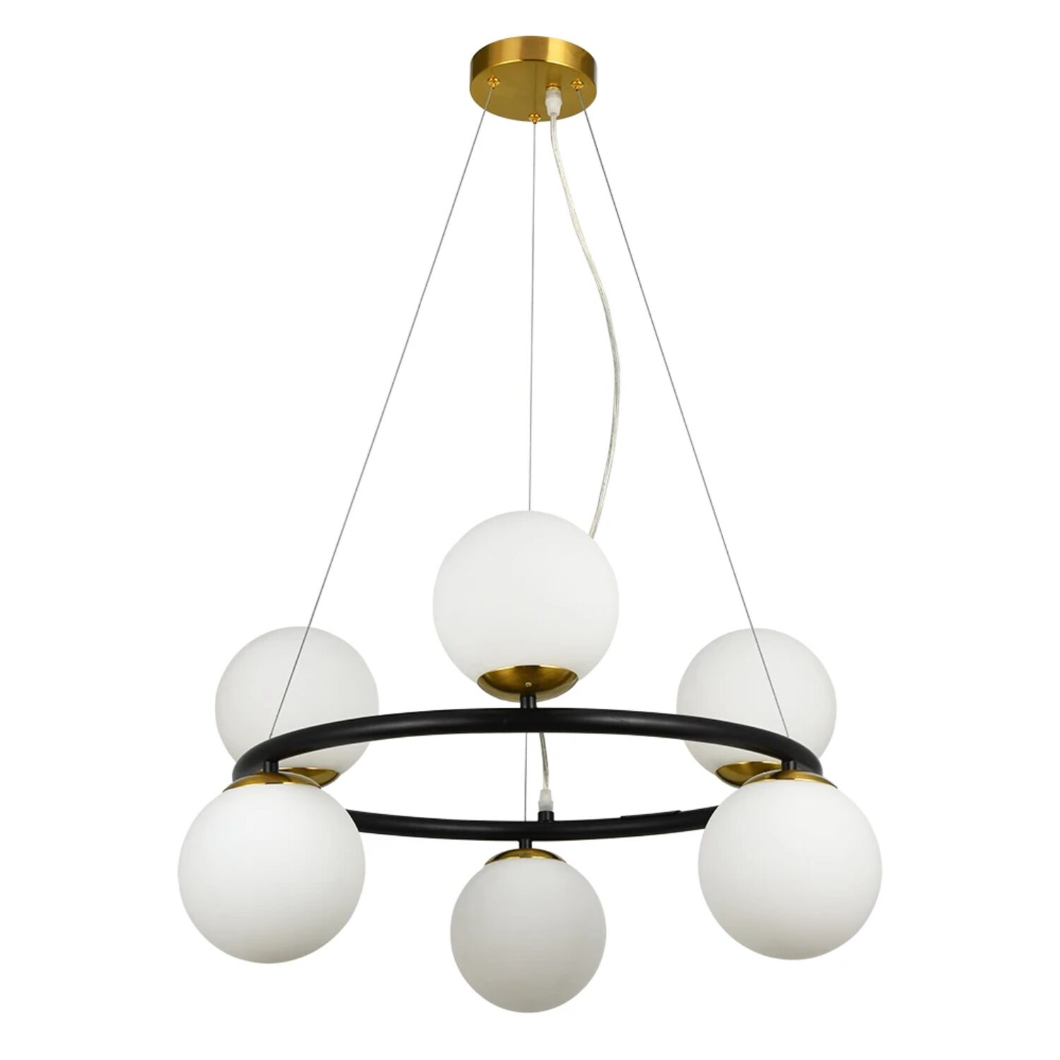Подвесная люстра Arte Lamp Alcor A2224SP-6BK, арматура черная, плафон стекло белое