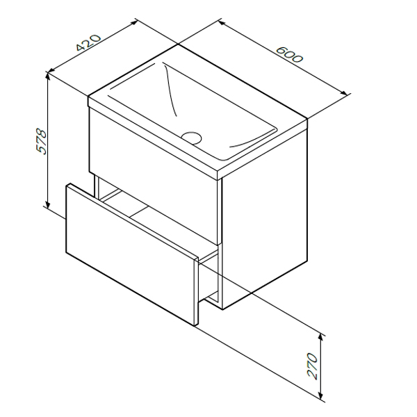 Тумба под раковину AM.PM Gem 60 подвесная, 2 ящика, цвет белый глянец