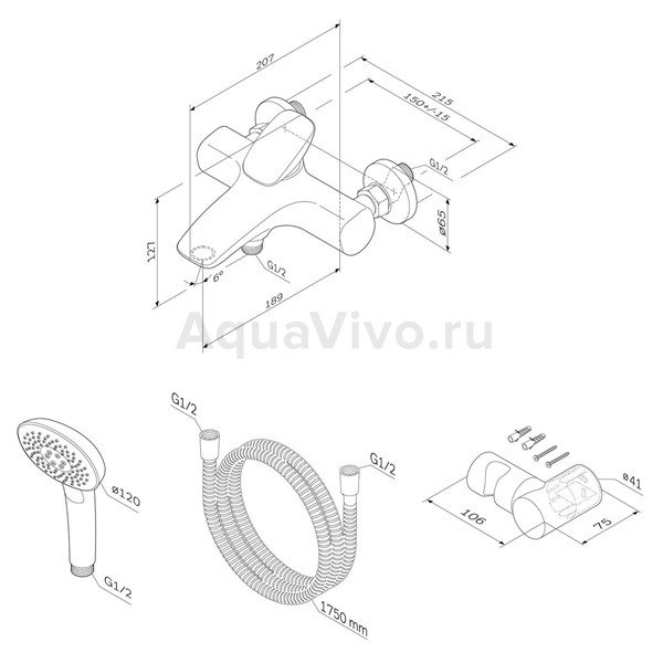 Смеситель AM.PM Spirit V2.0 F70A15000 для ванны с душем, цвет хром