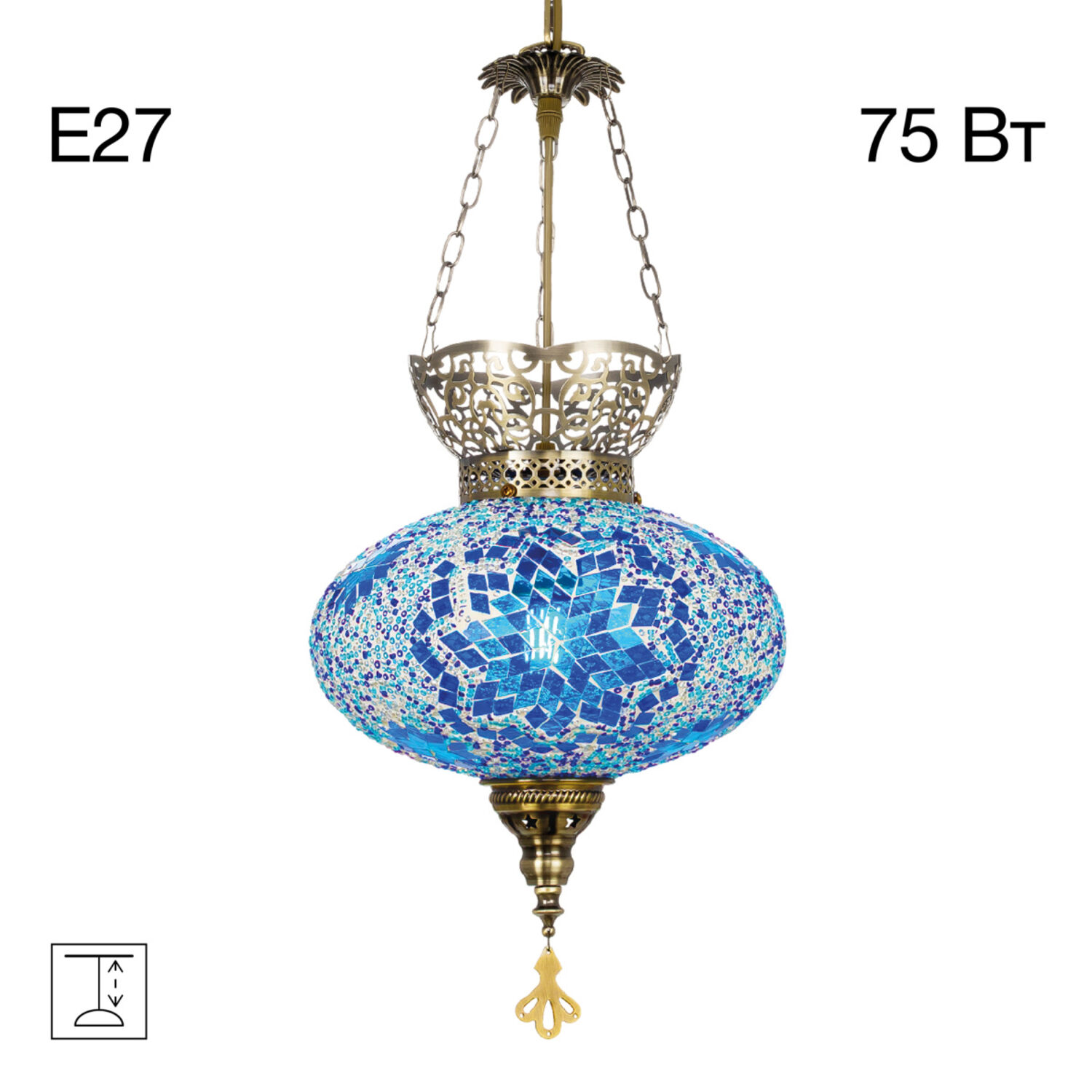 Подвесной светильник Citilux Каир CL419126, арматура бронза, плафоны стекло синее