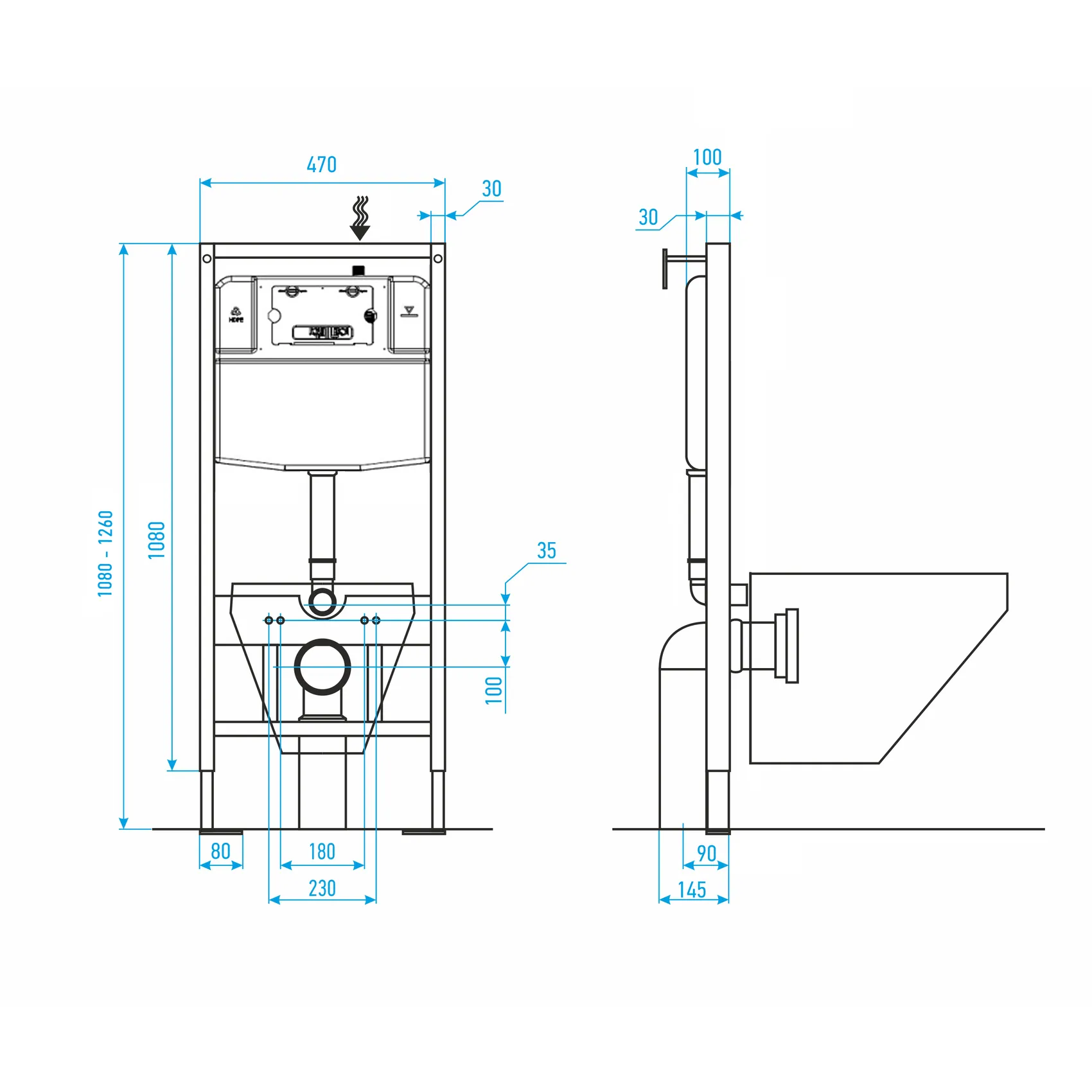 Комплект: Инсталляция JK03553+Кнопка JK203507BM черная+Stella T JK1101010 белый унитаз, смыв торнадо