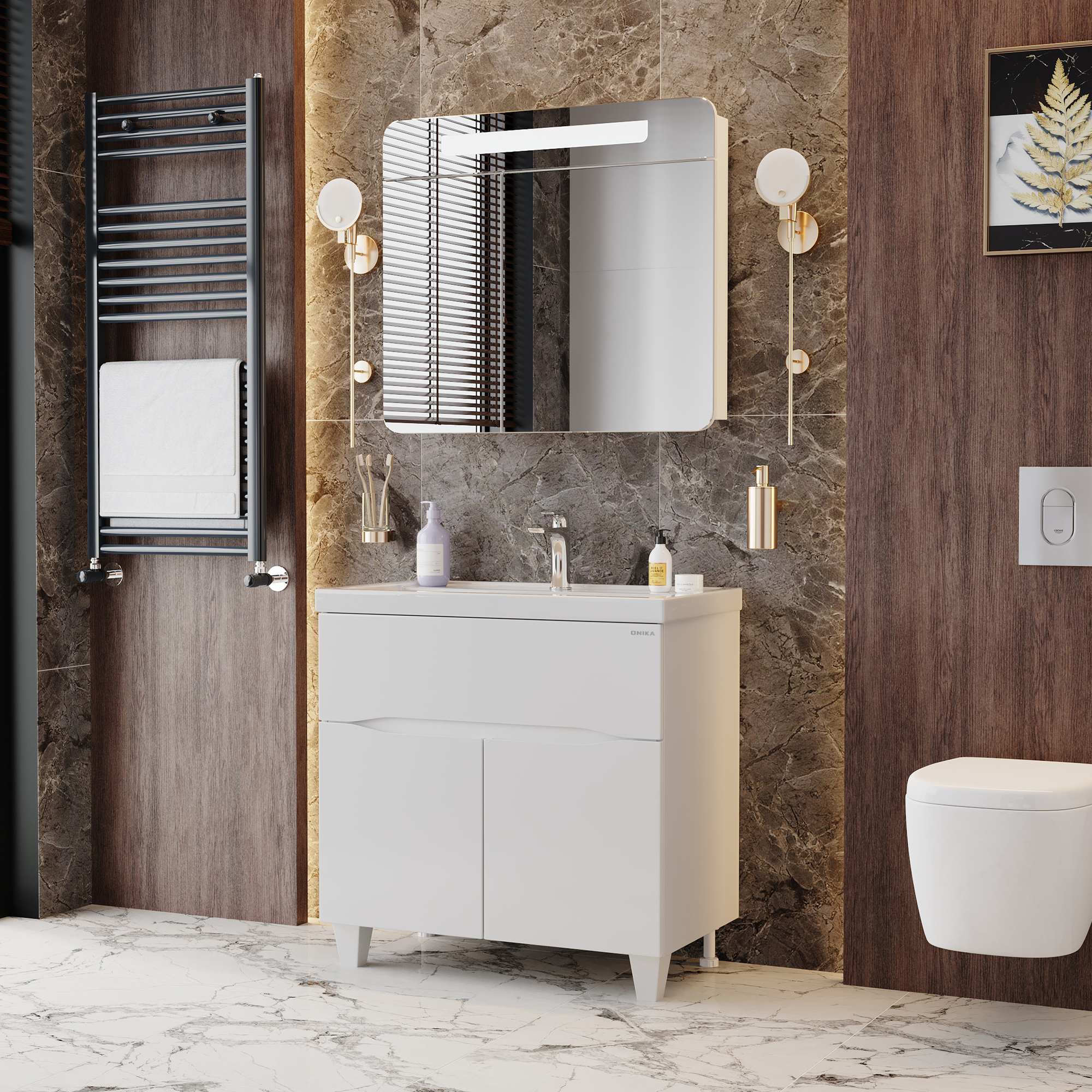 Мебель для ванной Оника Стрим 80, напольная, цвет белый - фото 1