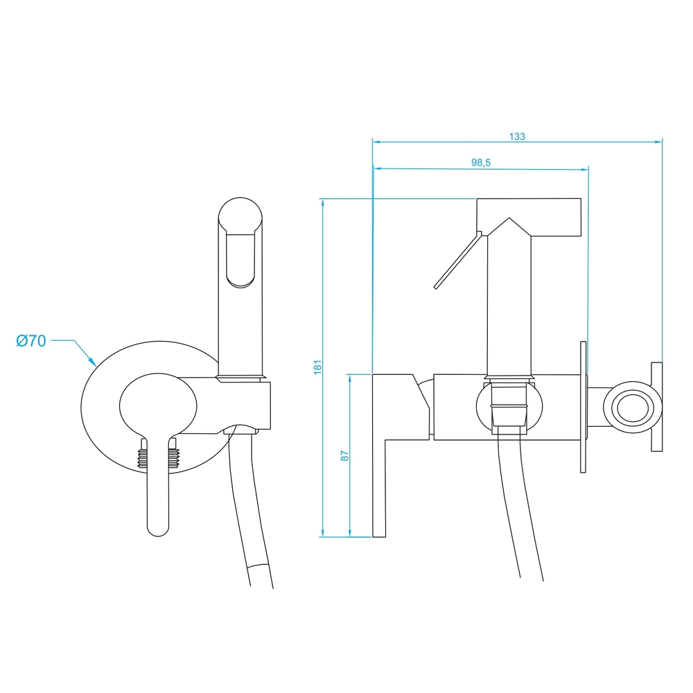 Гигиенический душ RGW Shower Panels SP-206, со встраиваемым смесителем, цвет хром