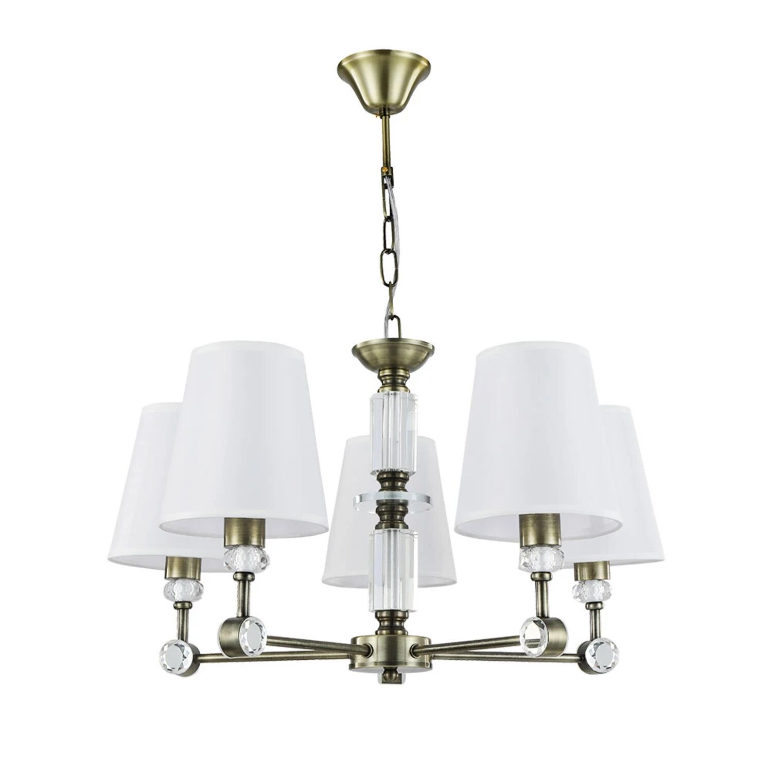 Подвесная люстра Arte Lamp Brocca A4093LM-5AB, арматура античная бронза, плафон ткань белая