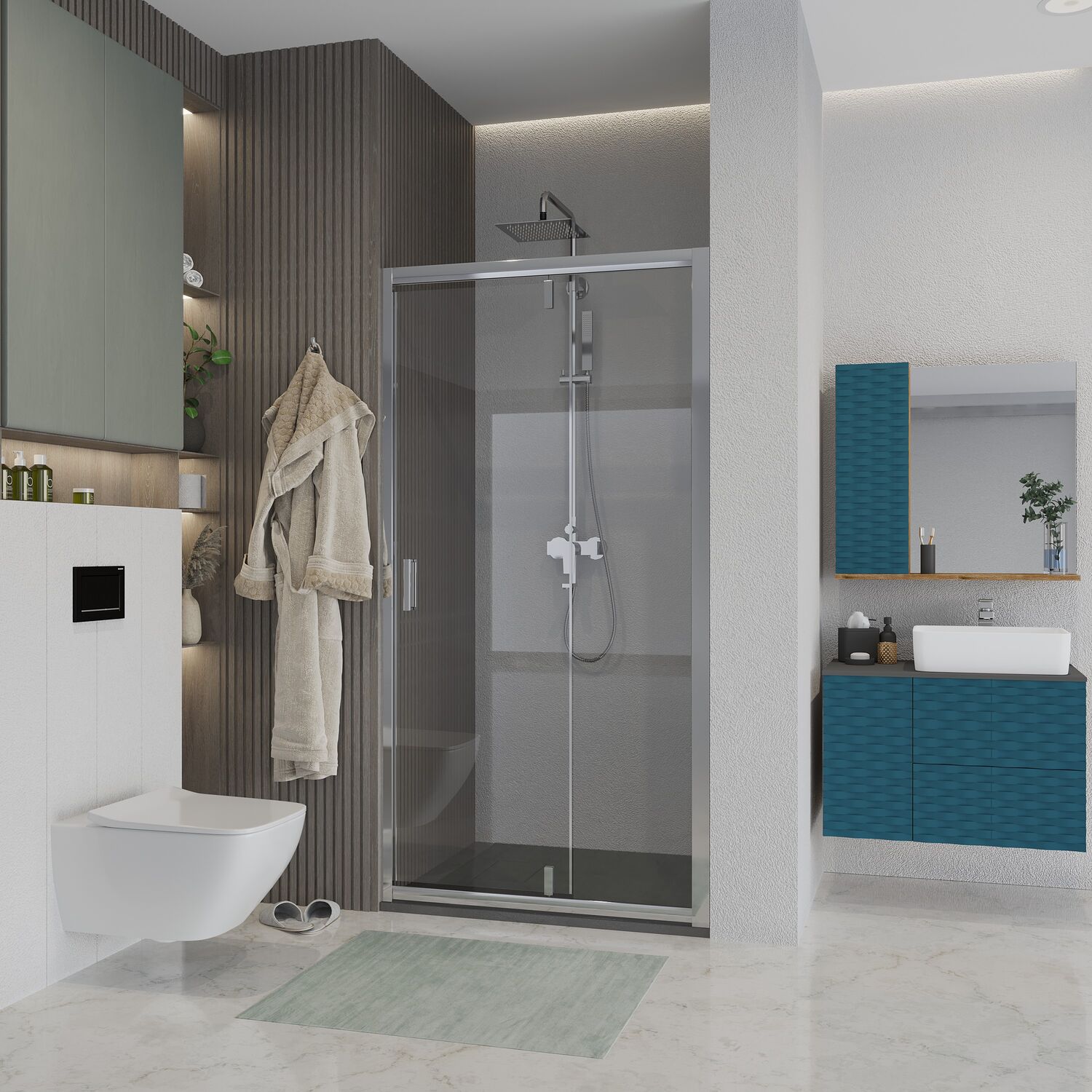 Душевая дверь Niagara Nova NG-63-9A 90х195, стекло прозрачное, профиль хром