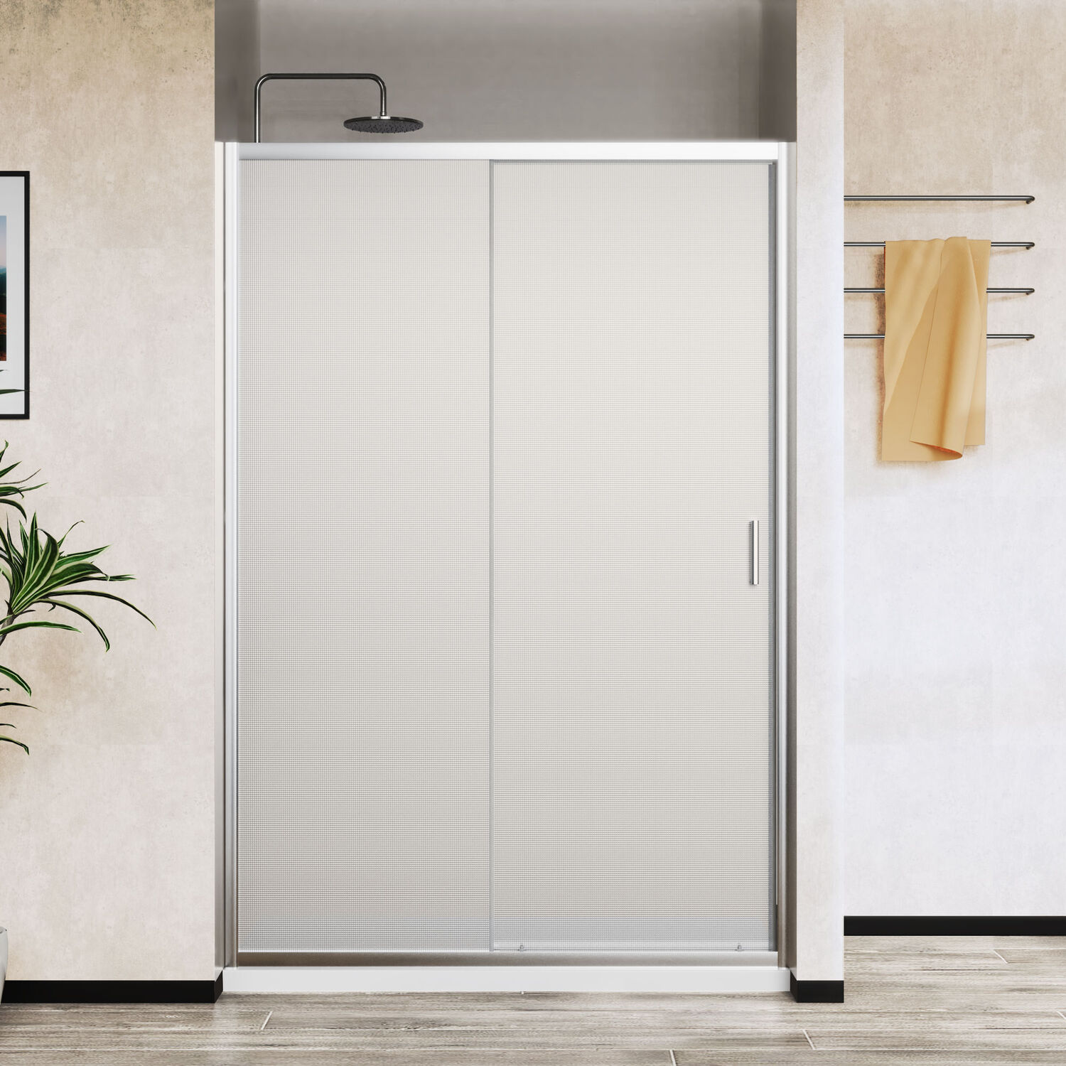 Душевая дверь Vincea City VDS-5CT 150x195, стекло текстурное, профиль хром