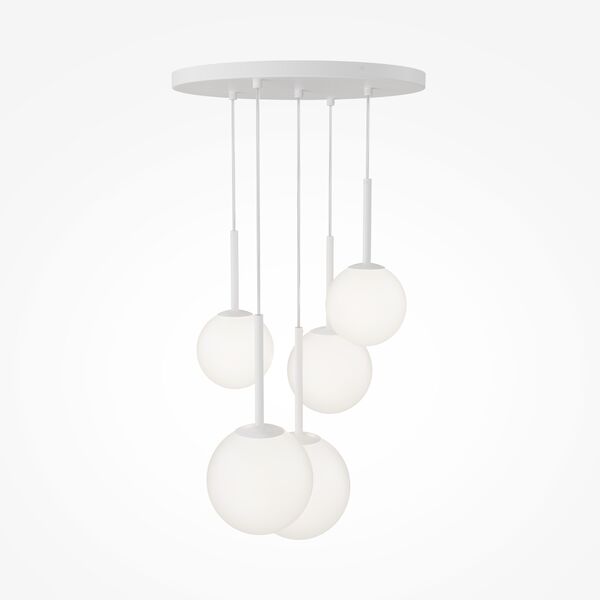 Подвесной светильник Maytoni Basic Form MOD321PL-05W, арматура матовая белая, плафон стекло белое