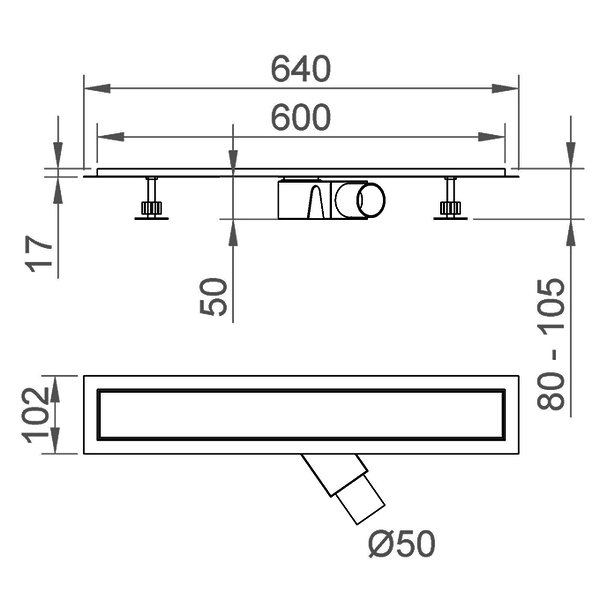 Душевой лоток RGW Shower Drain SDR-31 с решеткой, боковой выпуск, цвет хром, 60x9 см