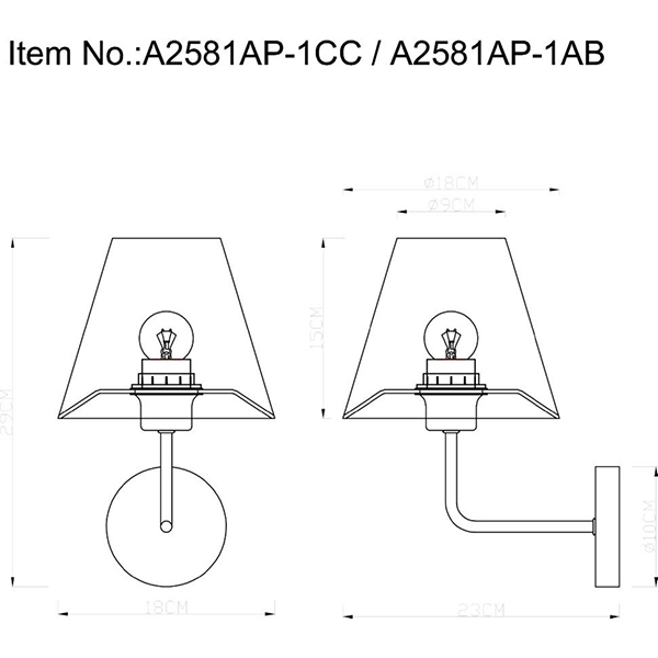 Бра Arte Lamp Elba A2581AP-1AB, арматура бронза, плафон ткань белая, 18х23 см - фото 1