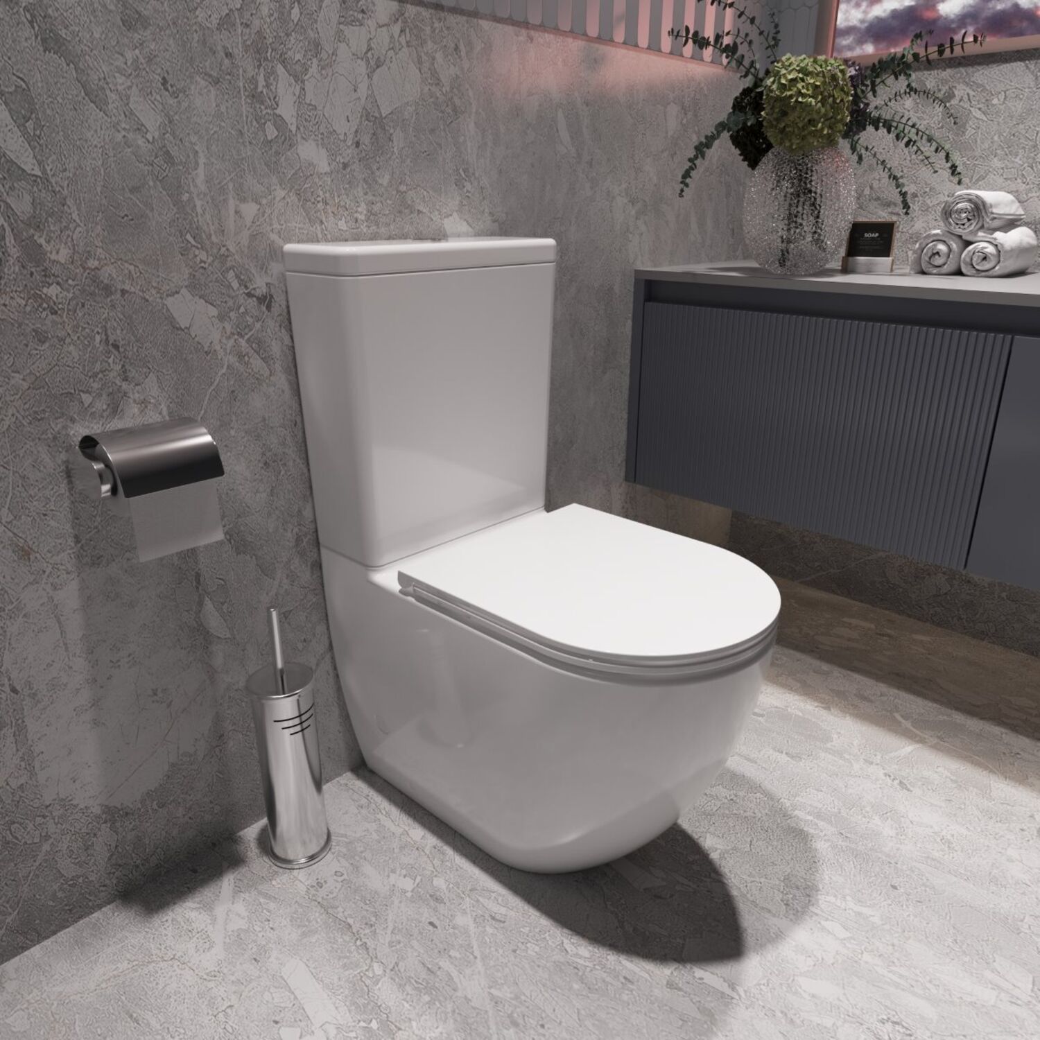 Унитаз-компакт Vincea Globo VT2-14T напольный, безободковый, смыв Торнадо, с сиденьем микролифт, цвет белый - фото 1