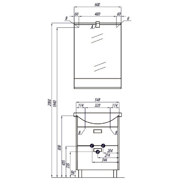 Зеркало Акватон Бекка Pro 60x85, с подсветкой, цвет дуб сомерсет