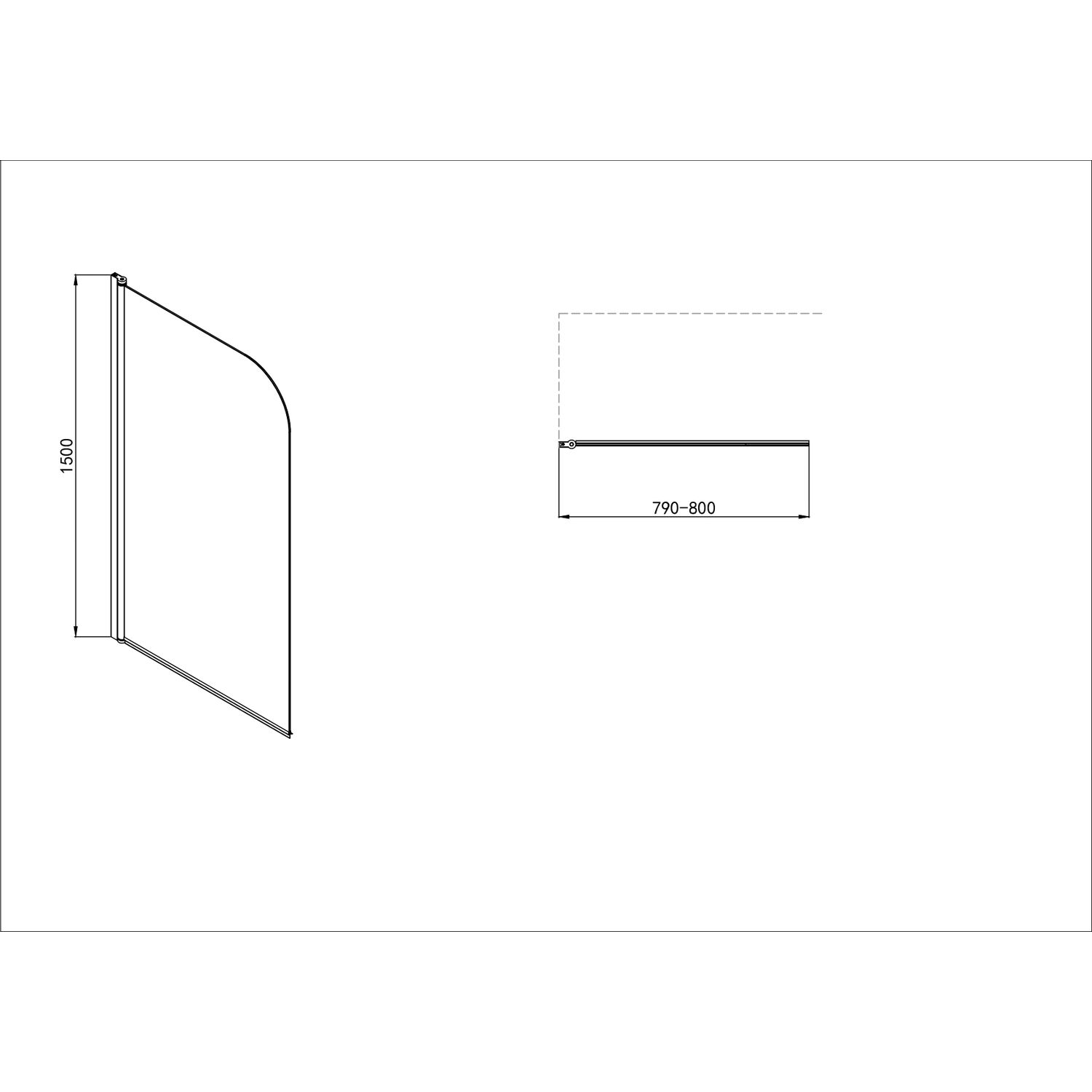 Шторка на ванну Акватек AQ.BSRC.080.1CH 80x150, стекло прозрачное, профиль серебристый - фото 1