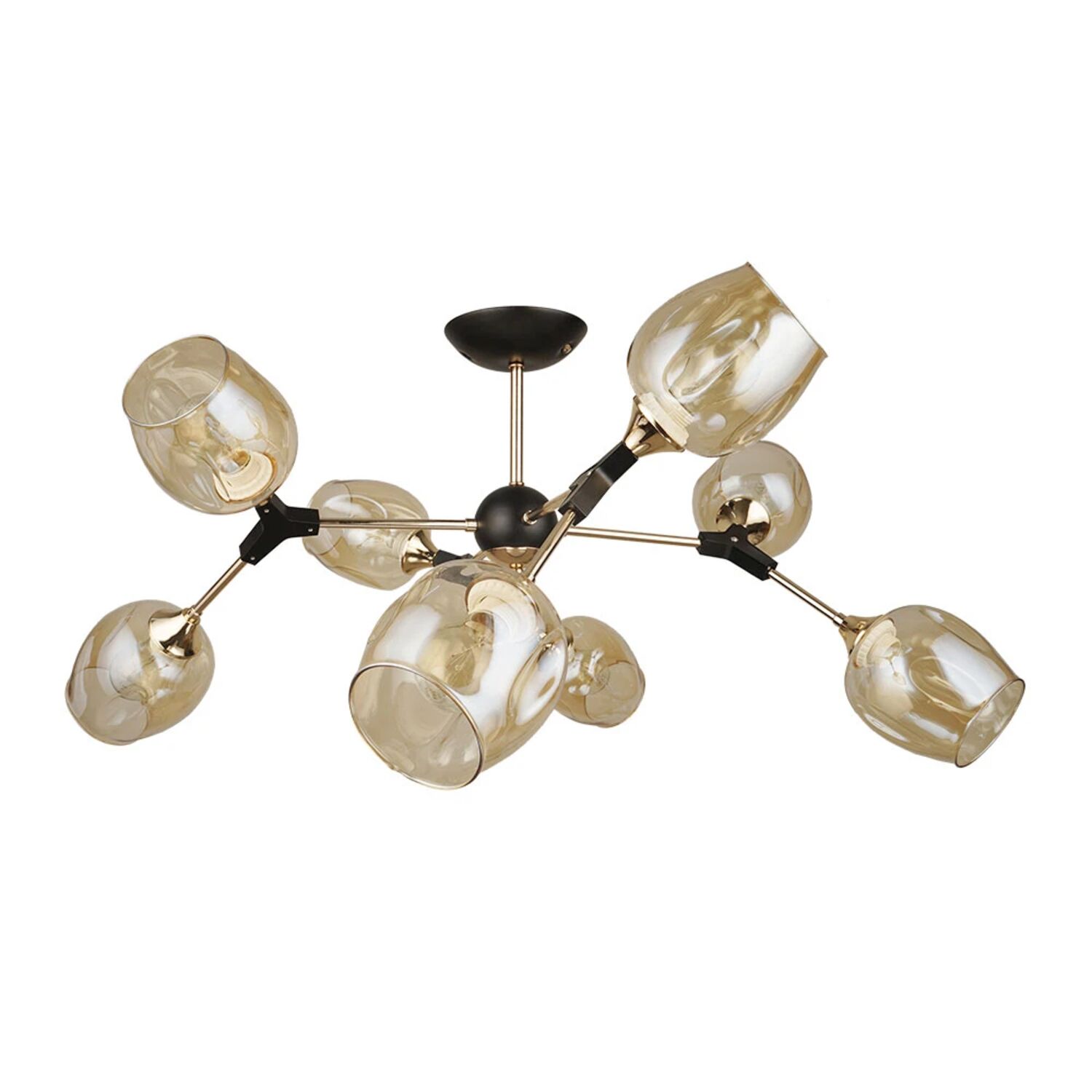 Подвесная люстра Arte Lamp Seppia A4211PL-8BK, арматура черная, плафон стекло янтарное