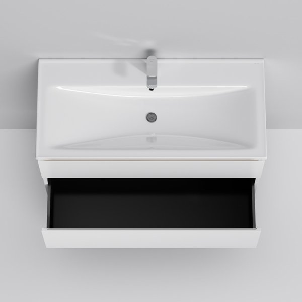 Тумба под раковину AM.PM X-Joy 100 подвесная, цвет белый глянец/дерево - фото 1