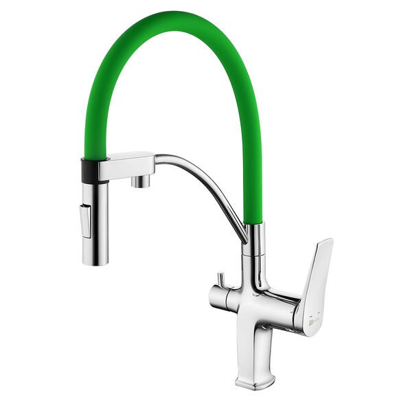 Смеситель Lemark Comfort LM3074C-Green для кухни, под фильтр, цвет хром / зеленый