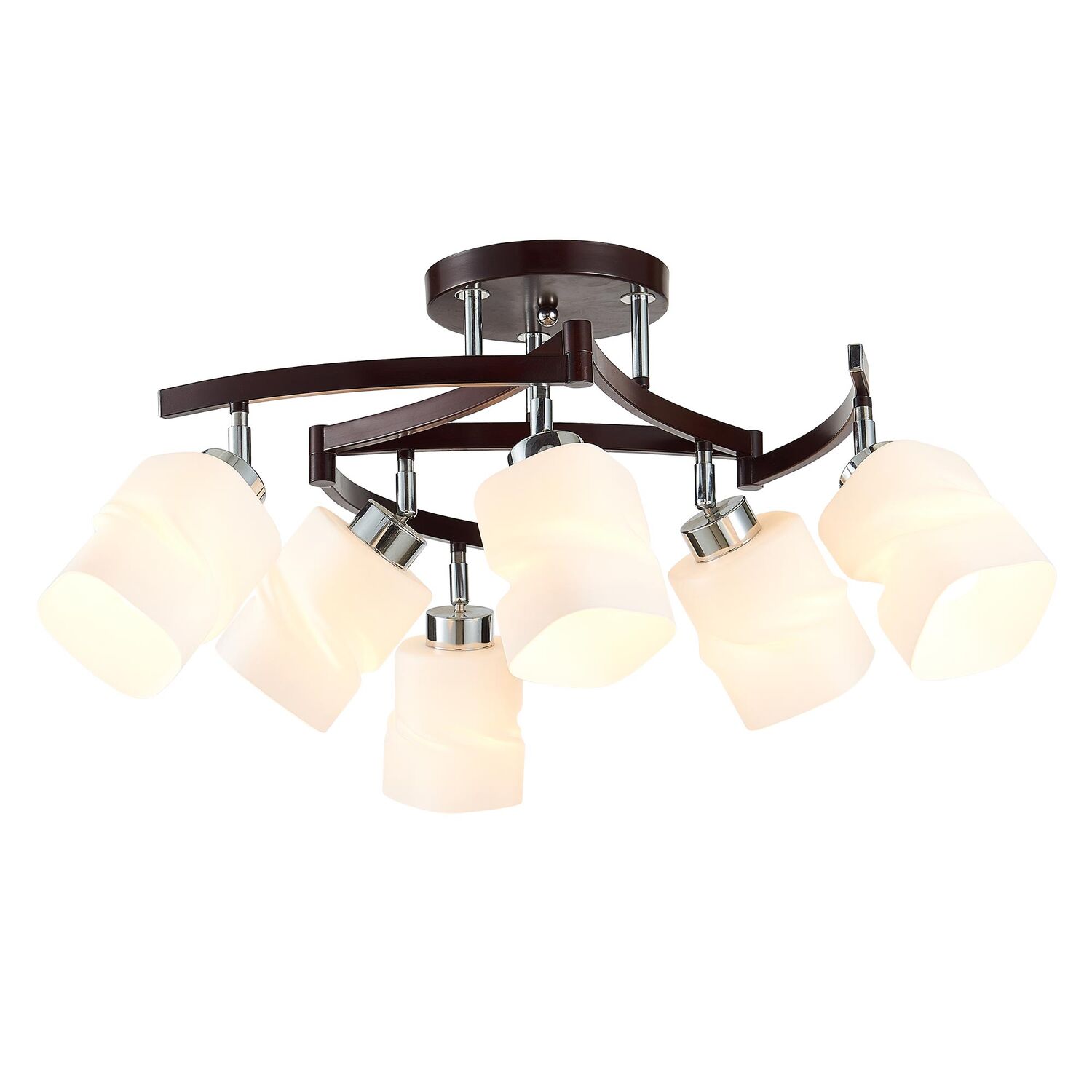 Потолочная люстра Citilux Берта CL126162, арматура хром / венге, плафоны стекло белое