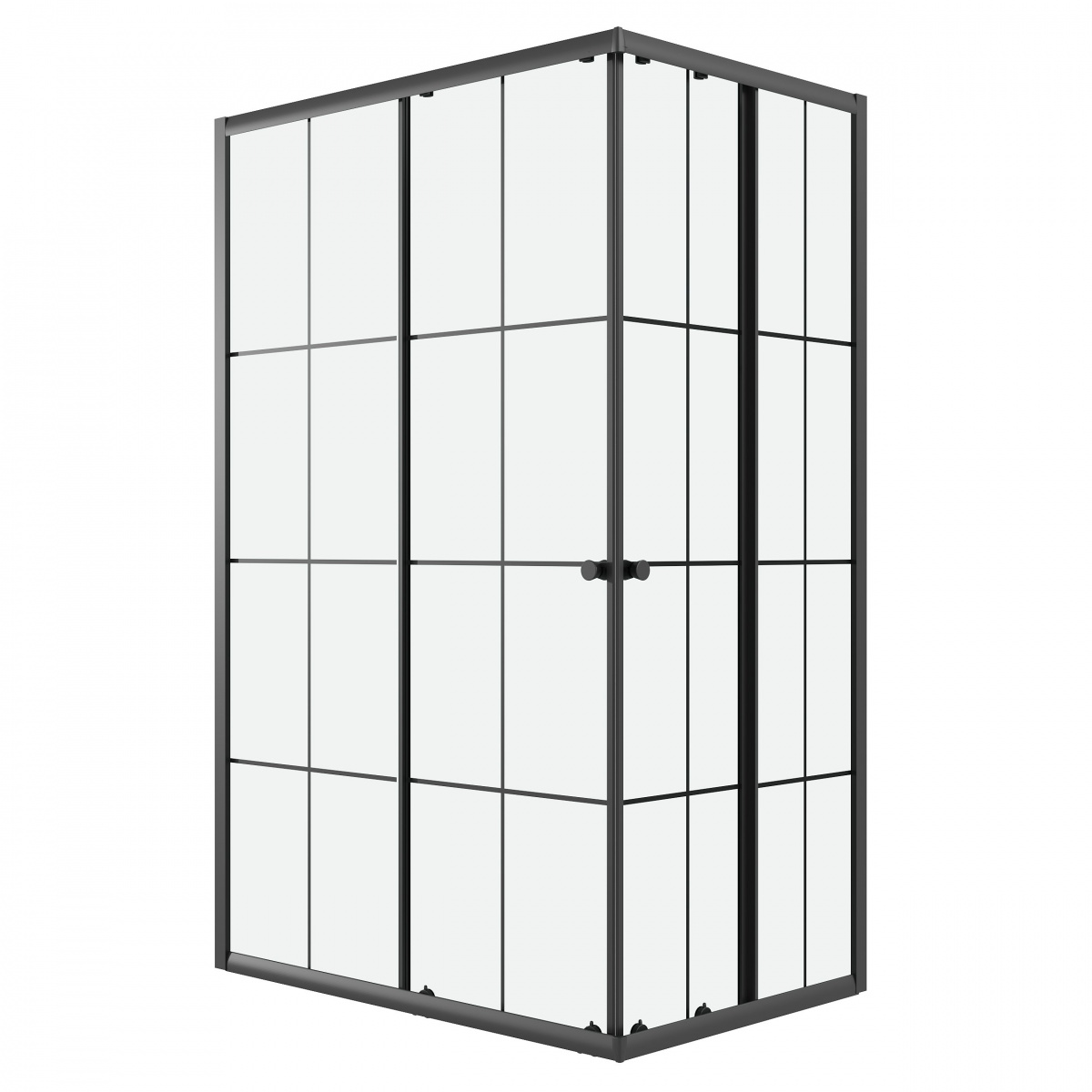 Душевой уголок Niagara Eco NG-1012-14QKL 120х80, стекло прозрачное с черной клеткой, профиль черный матовый - фото 1