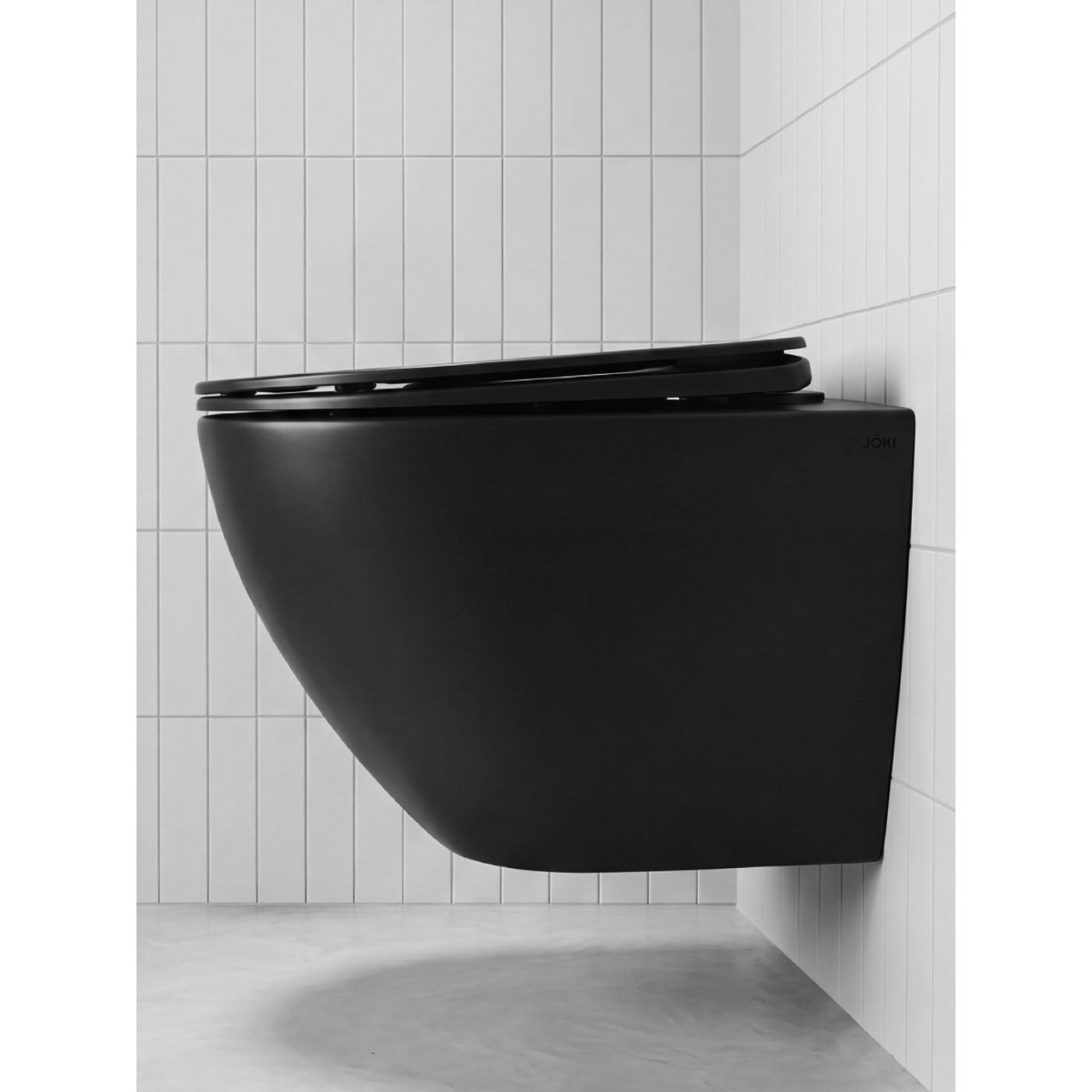 Унитаз Joki Стелла T JK1141020MB подвесной, безободковый, смыв Торнадо, с сиденьем микролифт, цвет черный матовый