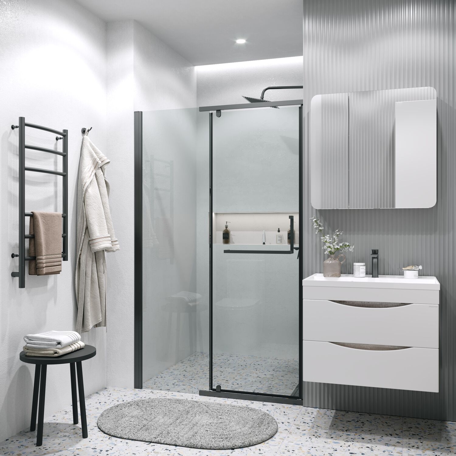 Душевая дверь Grossman Pragma 100.K33.03.120.21.00 120х195, стекло прозрачное, профиль черный матовый - фото 1