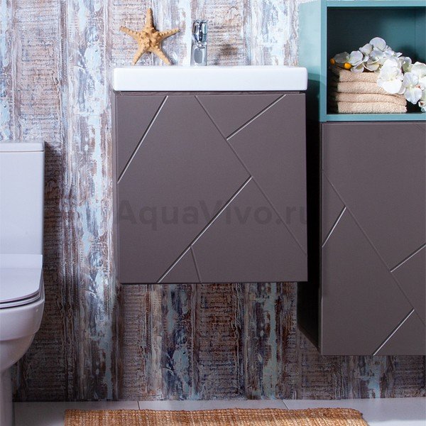 Мебель для ванной Бриклаер Кристалл 50, цвет ясень анкор темный / софт графит