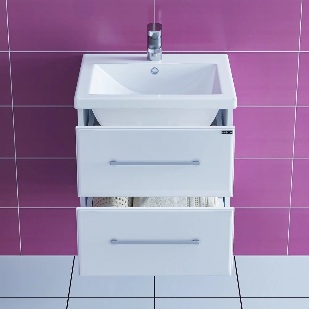 Тумба под раковину Санта Омега 50 подвесная, с ящиками, цвет белый - фото 1