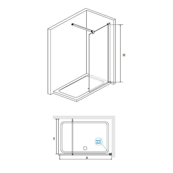 Душевая перегородка RGW Walk In WA-001 70x195, стекло прозрачное, профиль хром - фото 1