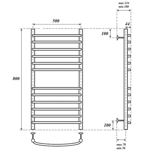 Полотенцесушитель Point П12 50x80 электрический, цвет хром