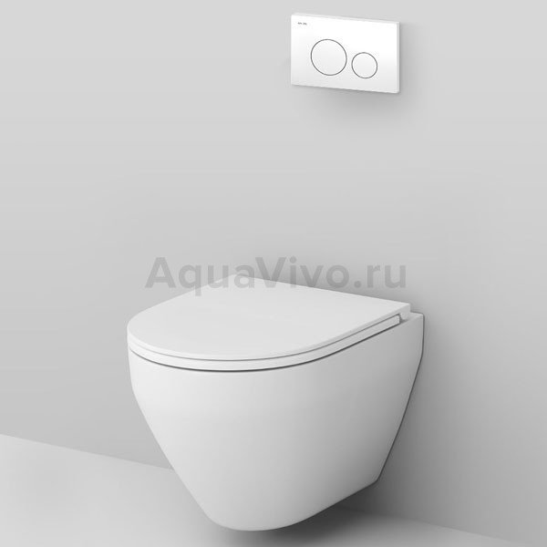Комплект AM.PM IS49001.701700 унитаза Spirit V2.0 FlashClean с сиденьем микролифт и инсталляции c белой кнопкой - фото 1