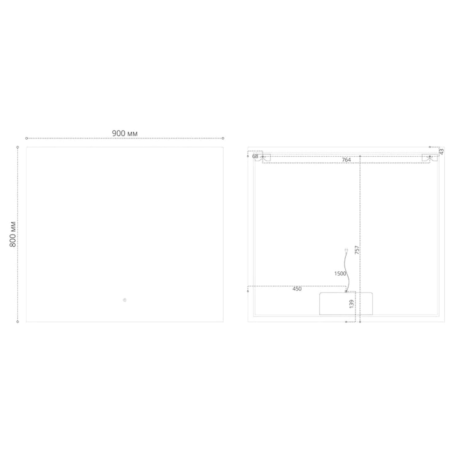 Зеркало Grossman Pragma Norma Black 90x80, с подсветкой, диммером и функцией антизапотевания, цвет черный - фото 1