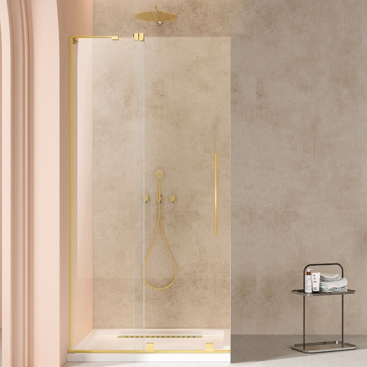 Душевая перегородка Vincea Walk-In VSW-4WSL 120x200, стекло прозрачное, профиль брашированное золото