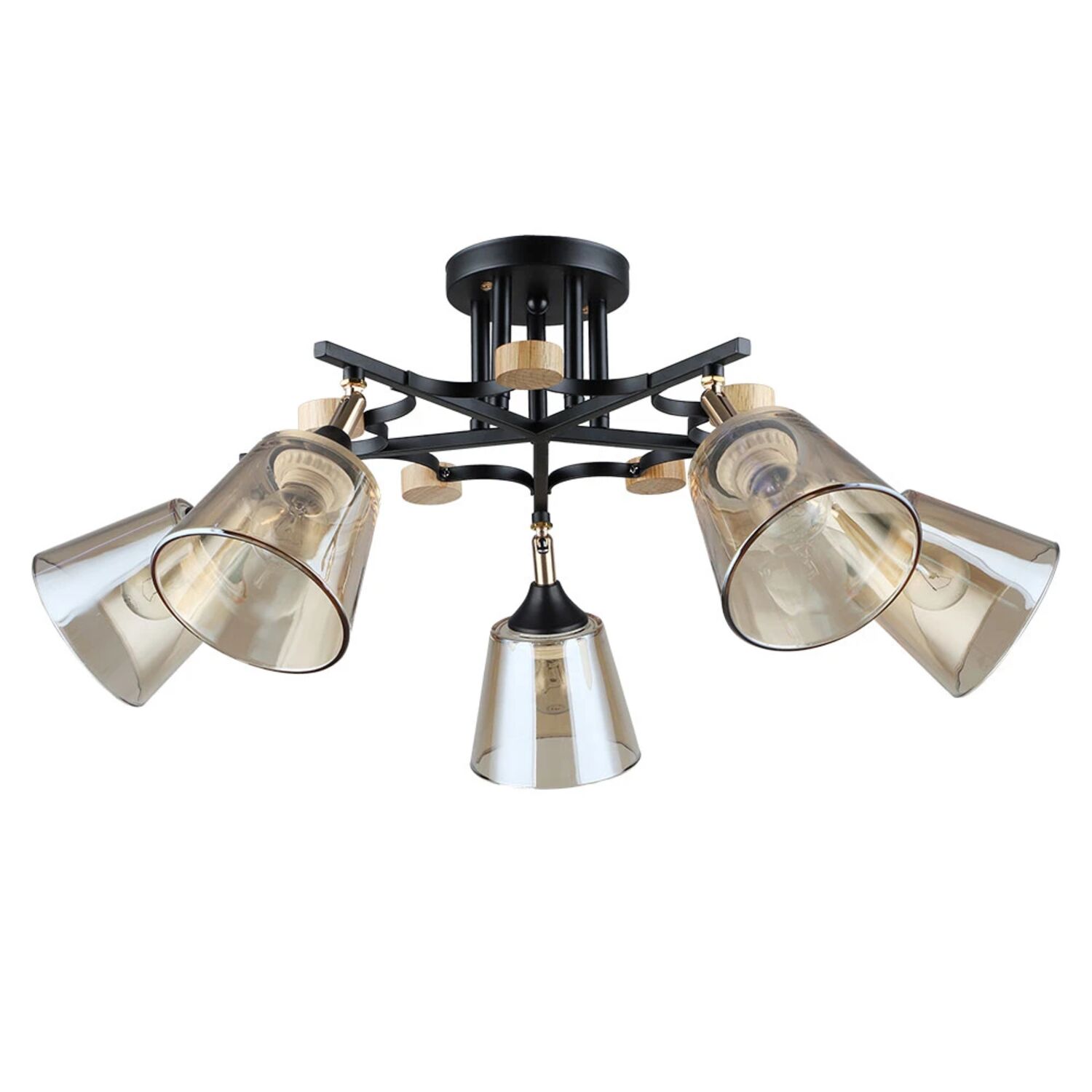 Потолочная люстра Arte Lamp Glassy A5078PL-5BK, арматура черная, плафон стекло янтарное
