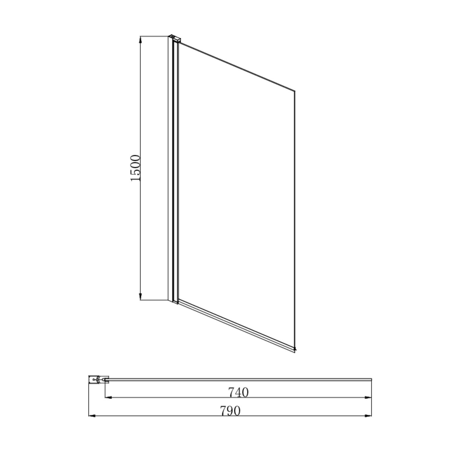 Шторка на ванну Акватек AQ DEL SBA 08015BL 80x150, стекло прозрачное, профиль черный