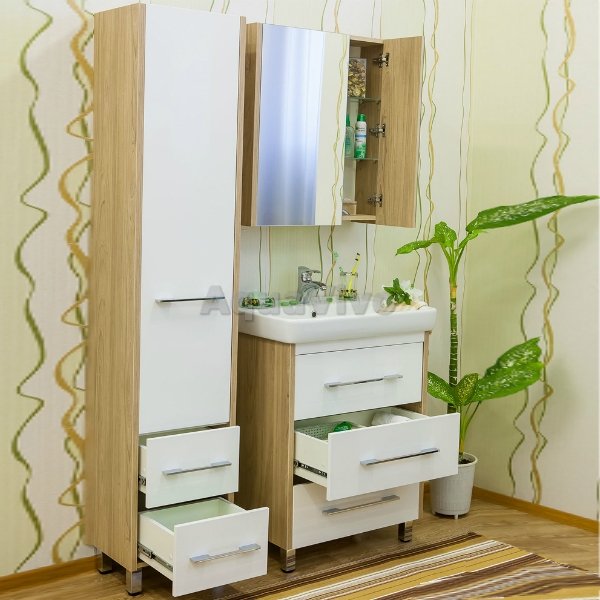 Мебель для ванной Sanflor Ларго 60, напольная, цвет Швейцарский Вяз/белый
