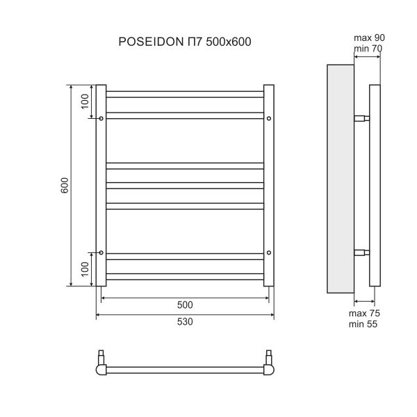 Полотенцесушитель Lemark Poseidon П7 50x60 электрический - фото 1