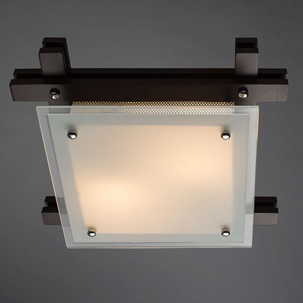Потолочный светильник Arte Lamp Archimede A6462PL-2CK, арматура коричневая / хром, плафон стекло белое, 30х30 см