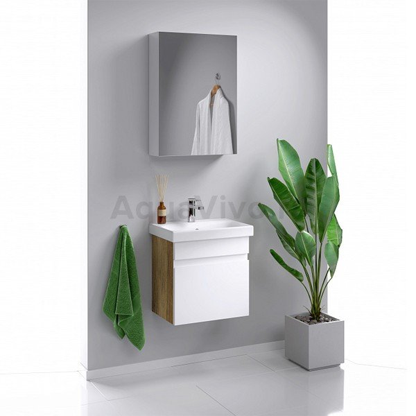 Мебель для ванной Aqwella Smart 50, цвет дуб балтийский / белый