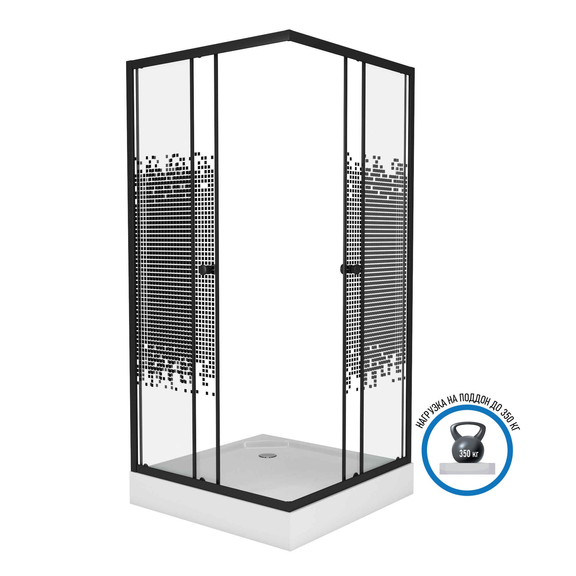 Душевой уголок Niagara Eco NG-008-14Q Black 80х80, с поддоном, стекло мозаика, профиль черный - фото 1