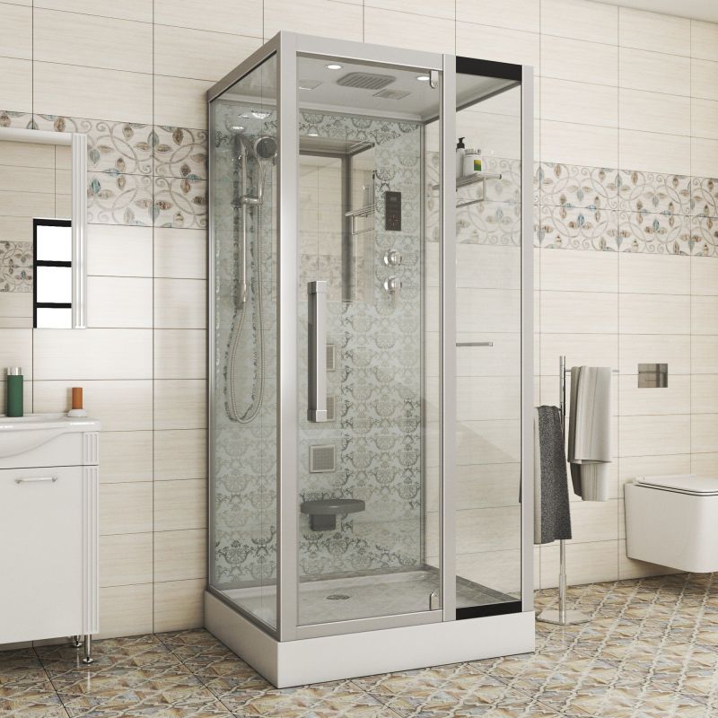 Душевая кабина Niagara Luxe NG-7714W 100x90, стекло прозрачное, профиль серебро, с крышей, с гидромассажем, с пультом управления