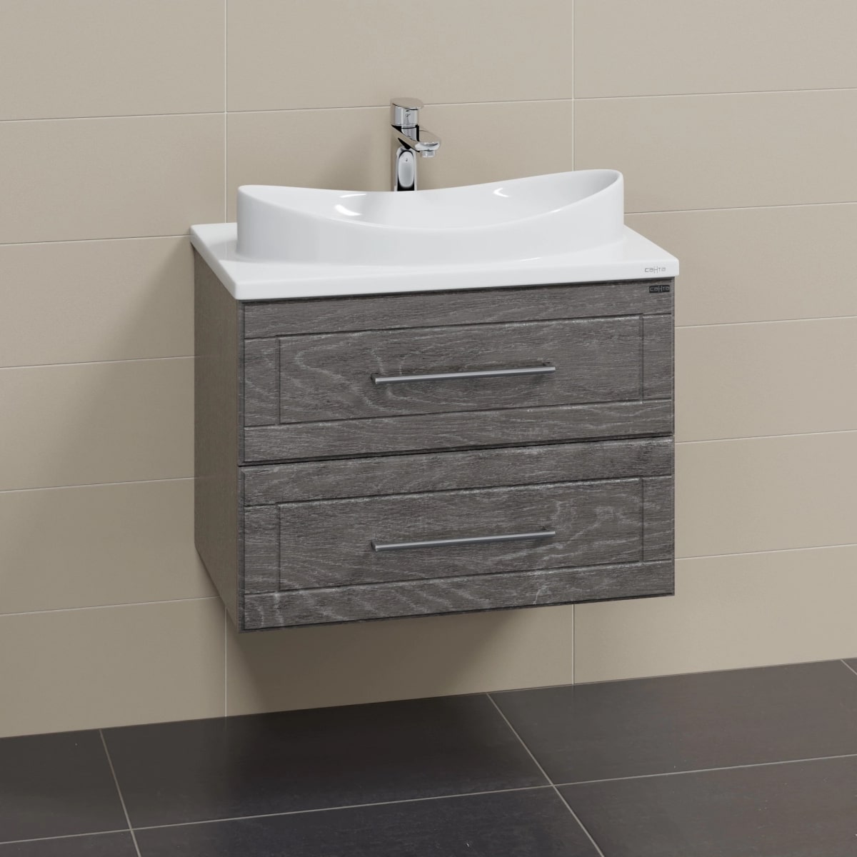 Тумба под раковину Санта Венера 70 подвесная, цвет дуб шале графит