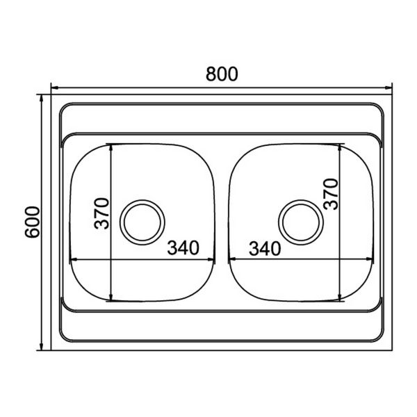 Кухонная мойка Mixline 528171 80x60, 2 чаши, с крылом, цвет хром - фото 1