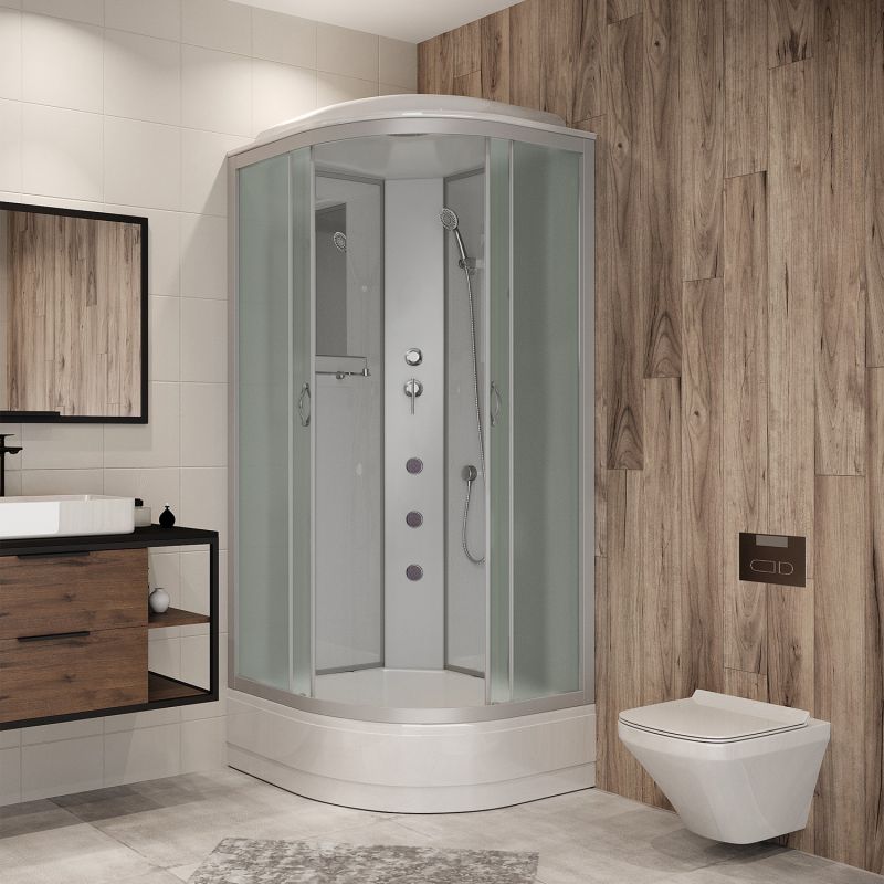 Душевая кабина Niagara Classic NG-3301-14G 90х90, стекло матовое, профиль серебро, с крышей, с гидромассажем