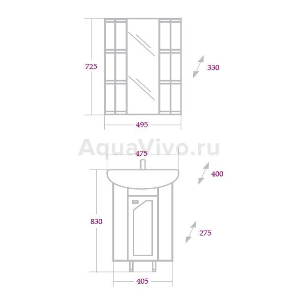 Мебель для ванной Оника Малютка 33 угловая, цвет белый - фото 1