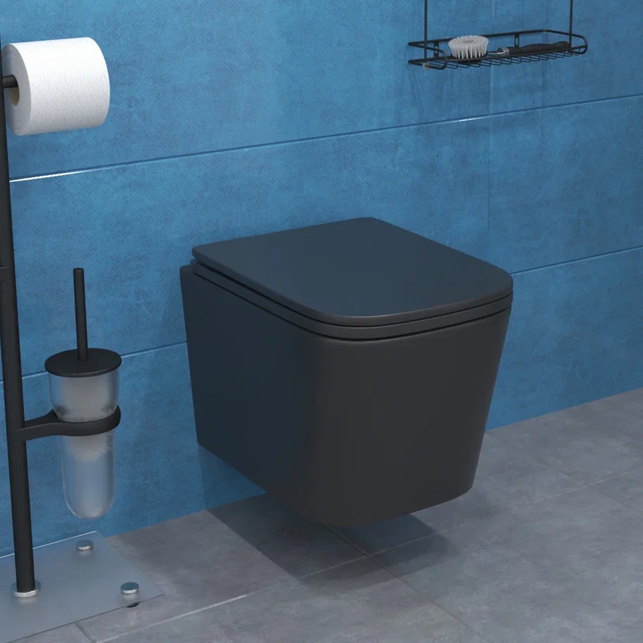 Комплект: Инсталляция Grohe 38772001 кнопка хром+Verna T JK0711055MB черный унитаз, смыв торнадо - фото 1