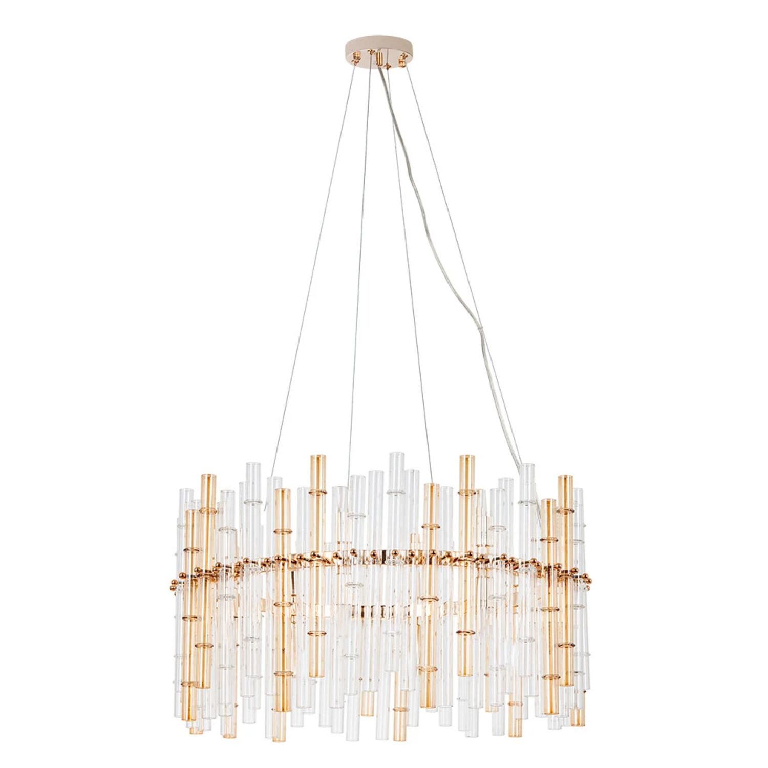 Подвесная люстра Arte Lamp Crystalla A4111LM-16GO, арматура золото, плафон стекло прозрачное