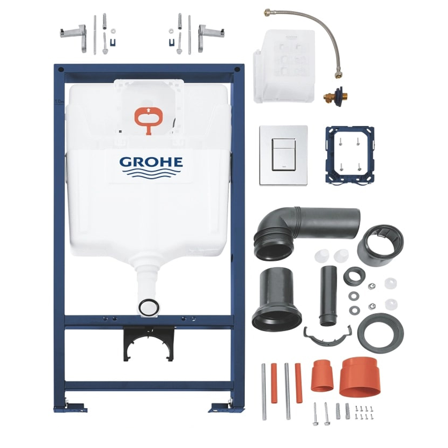 Комплект: Инсталляция Grohe 38772001 кнопка хром+Stella JK1111019MB черный унитаз