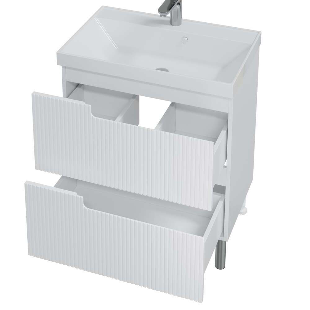 Мебель для ванной Санта Альтаир 70, напольная, 2 ящика, цвет белый глянец