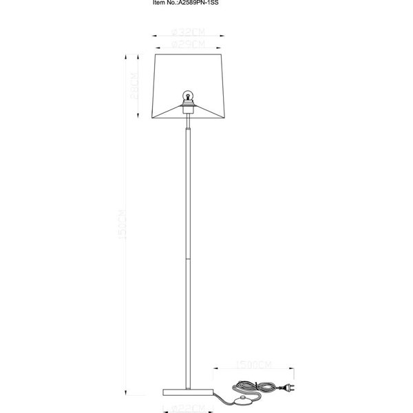 Торшер Arte Lamp Rodos A2589PN-1SS, арматура серебро, плафон ткань белая, 32х32 см - фото 1