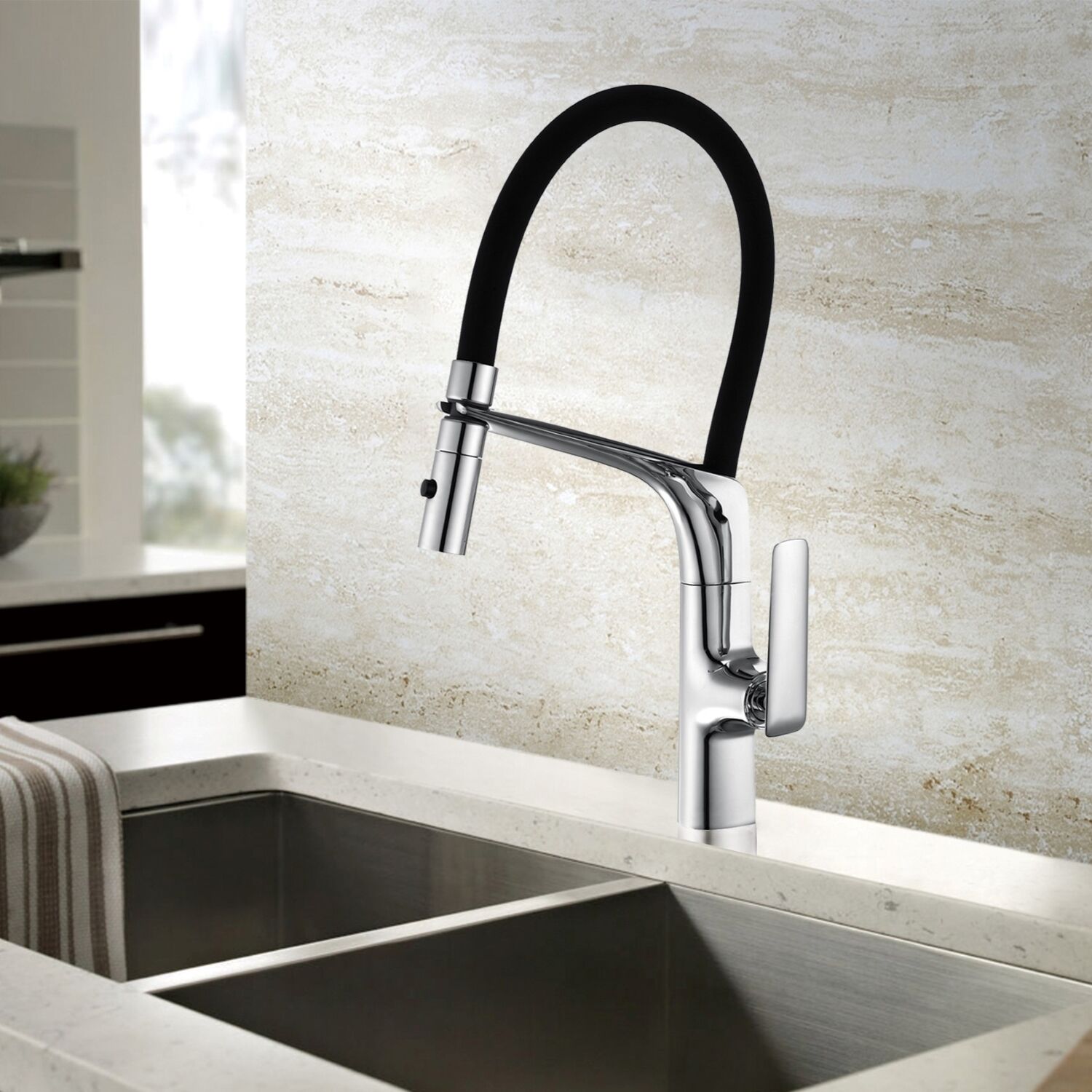 Смеситель Vincea VKF-115CH для кухни, с гибким изливом, цвет хром - фото 1